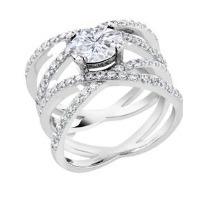 Certified 2.43ct Diamond Stacked Ring Moissanite 925 Gift Engagement Women